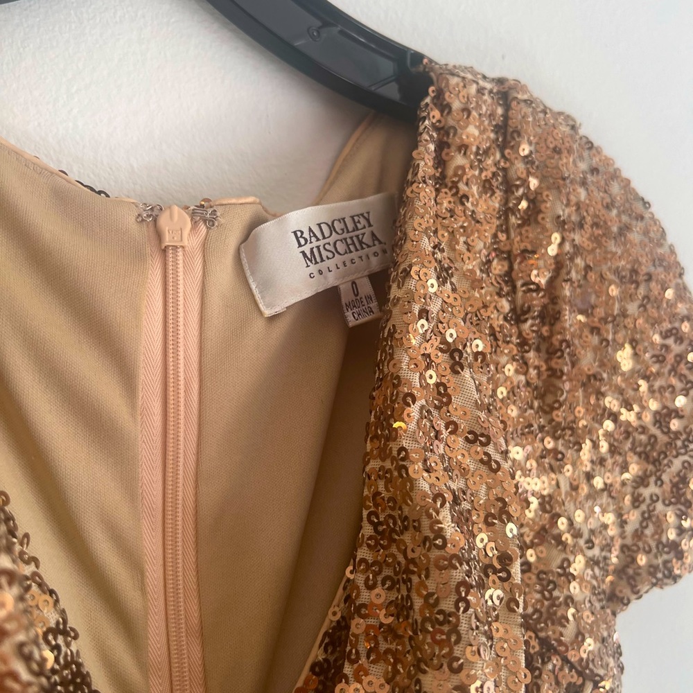 Badgley Mischka Gold Sequin Dress - Picture 5 of 6